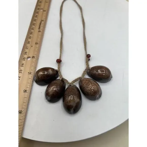 Native American Style Necklace with Brown Shell Pendants N65 - Picture 10 of 10